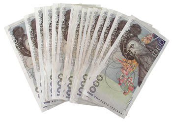 Many 1000 kr notes